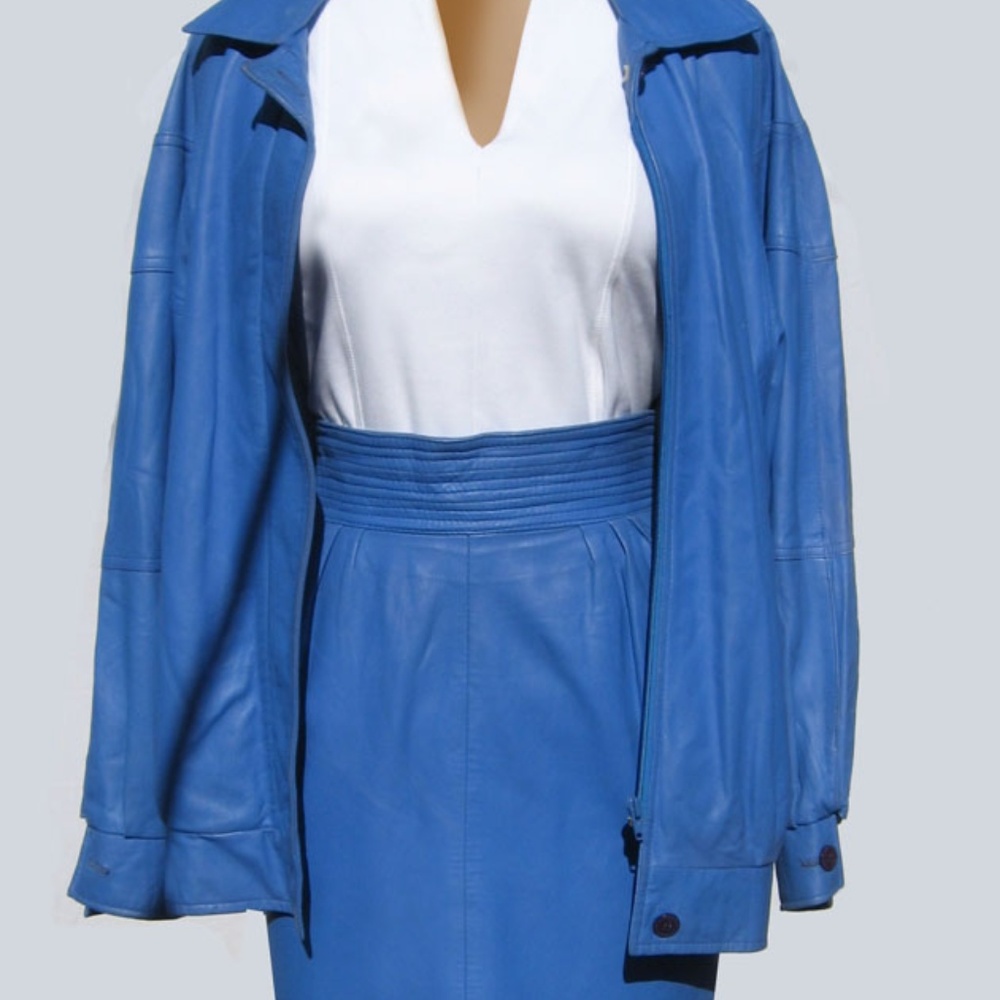 Suit, Vintage 80's Blue leather Cavalli